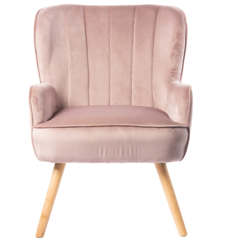 Wholesale living room home furniture leisure chair velvet fabric accent chair and wood leg