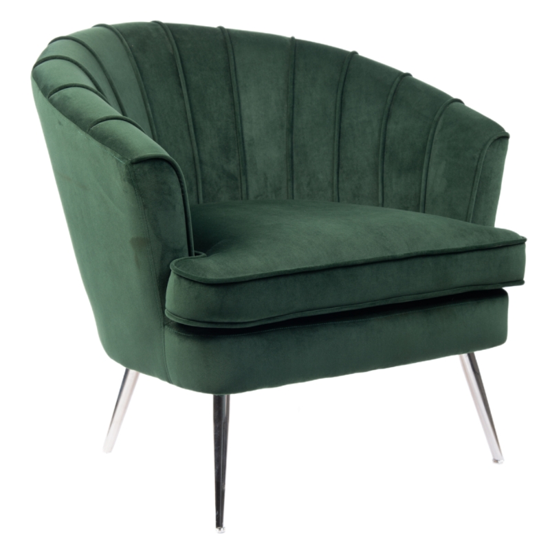 Green velvet accent chair Italian fabric leisure chair and metal leg