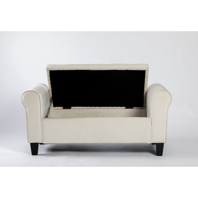 White Wooden Cube Storage Box Modern MDF Linen Fabric Foldable Ottoman Bench Sundries Storage Space-Saving Ottoman Stool