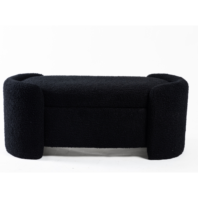 Teddy velvet black design stool upholstered storage ottoman bench