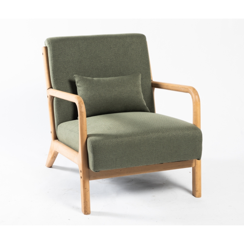 Living Room Furniture Vintage Upholstered Accent Dining Chair Living Room French Wood Single Sofa Wooden American Leisure Chair