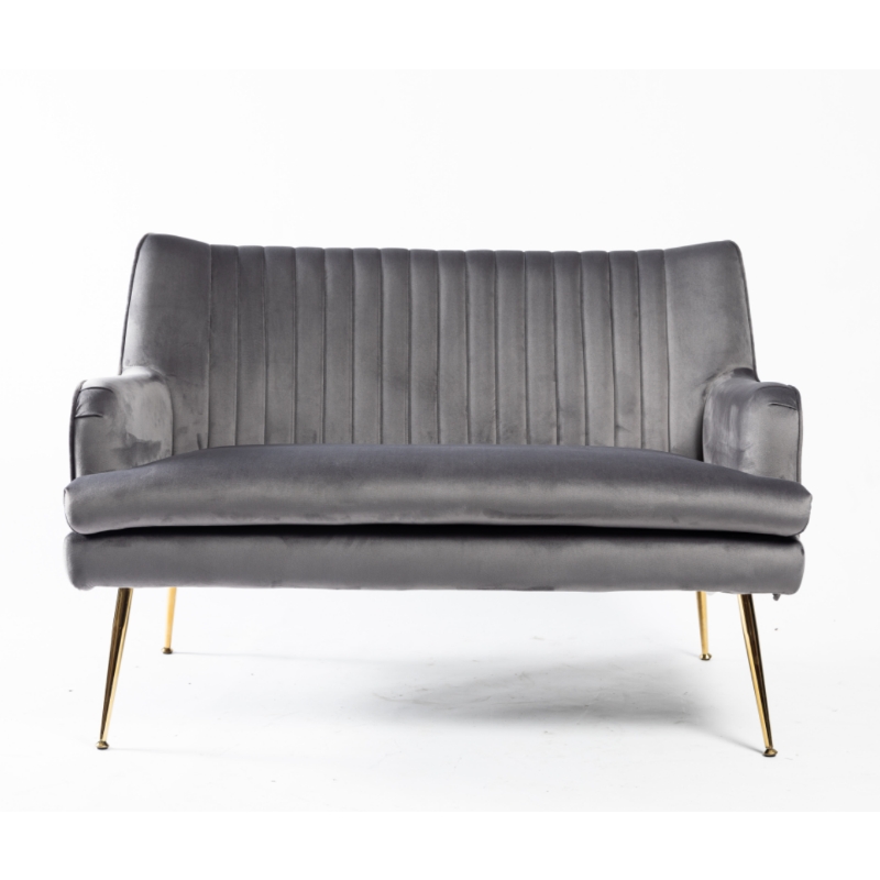 European grey velvet fabric accent chair modern loveseat lounge accent chair