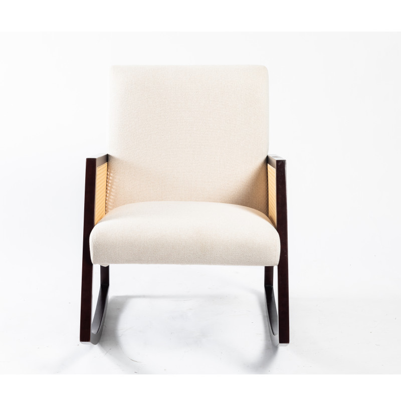 Modern home solid wood rattan frame rocking chair leisure chair