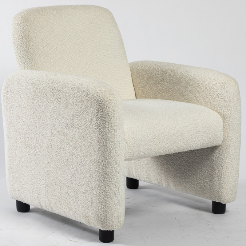 Modern Lounge Chair White Accent Chair Leisure Chair with Ottoman Boucle Fabric Bedroom Hotel Lobby Living Room Club Teddy Wool
