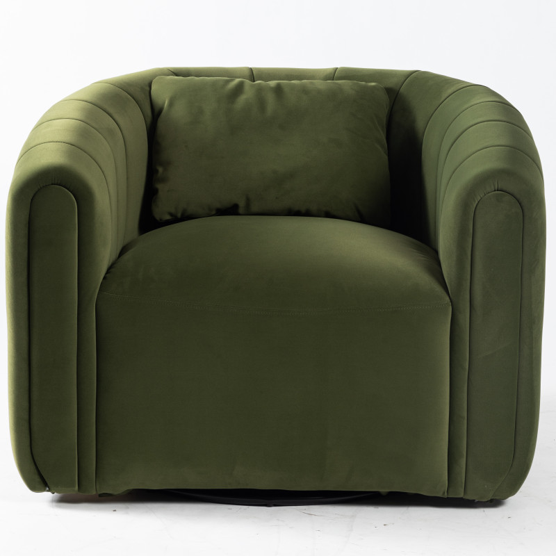 Fancy green velvet swivel accent leisure chair fabric circle chair