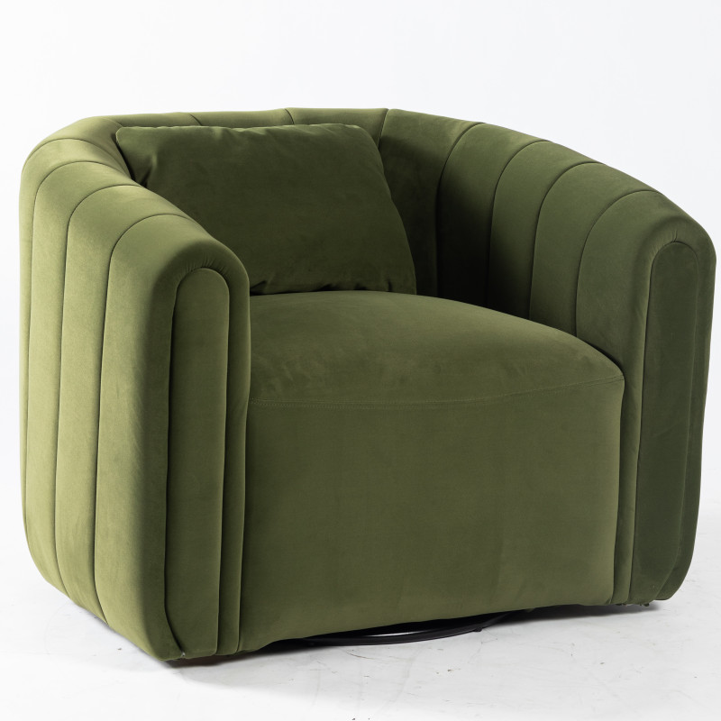 Round arm chair mid century modern accent sofa chair with ottoman