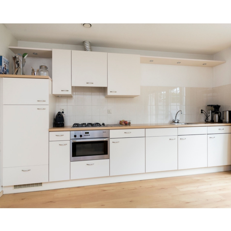 Korean PVC door kitchen cabinet kitchen cupboard set cabinet and wood countertop
